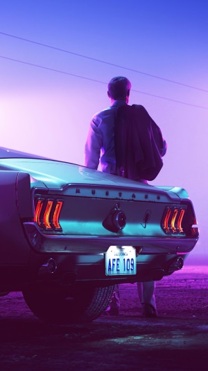 Mustang Sports Car Retrowave Synthwave Vaporwave K Hd Wallpaper