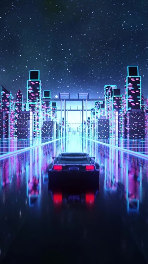 Car OutRun Out Run Synthwave Retrowave Vaporwave Scenery Digital