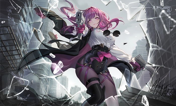 K Honkai Star Rail Smiling Purple Eyes Broken Glass Uzi Purple Hair Kafka Girls With