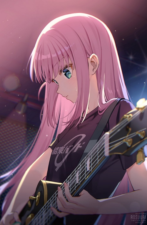 Gotou Hitori Guitar BOCCHI THE ROCK Pink Hair Rosuuri Musical