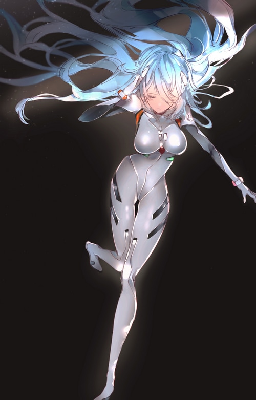 Ayanami Rei Bodysuit Blue Hair Neon Genesis Evangelion Fan Art