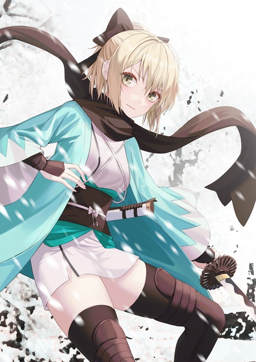 Japanese Clothes Ponytail Okita Souji Fate Grand Order Fan Art