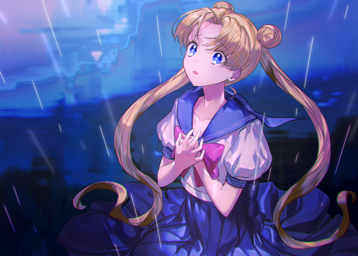 Blue Eyes Tsukino Usagi Sailor Moon Sailor Uniform Wattaro Blonde