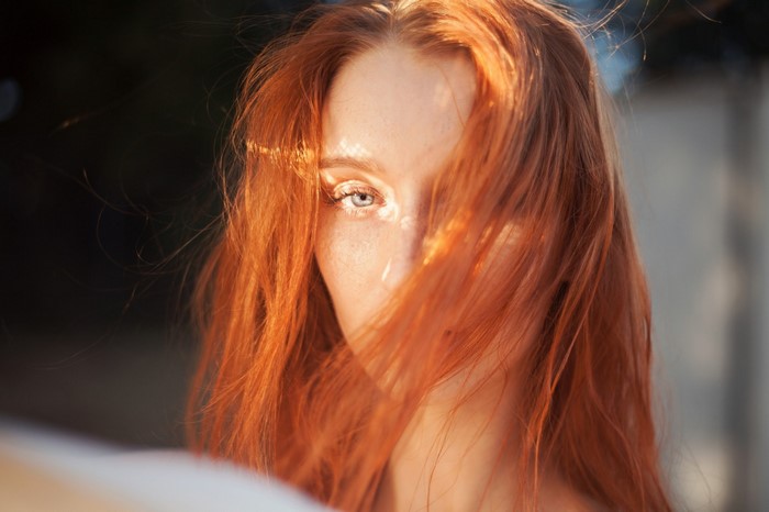 Face Sunlight Women Redhead Model Portrait Long Hair Blue Eyes