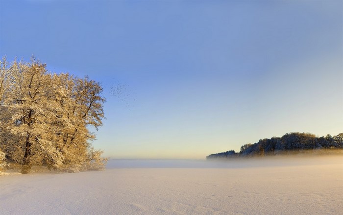 Colorful Beautiful Sunset Sky Lake Winter Snow Ice