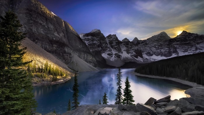 Trees Landscape Forest Mountains Waterfall Lake Water Rock