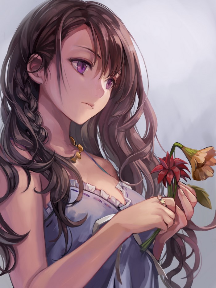 Illustration Flowers Long Hair Anime Anime Girls Cartoon Black