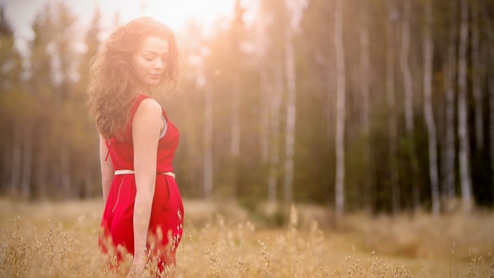 Sunlight Women Model Long Hair Brunette Red Photography Dress