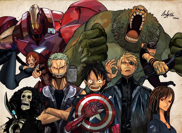 Illustration Anime The Avengers Parody One Piece Sanji Monkey D