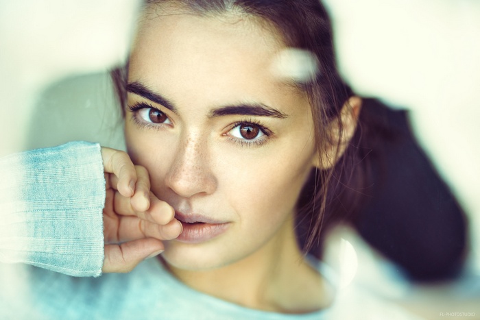 Women Brunette Brown Eyes Portrait Looking At Viewer Freckles