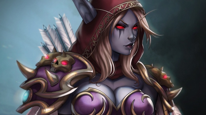 Video Games Digital Art Sylvanas Windrunner Artwork Red Eyes