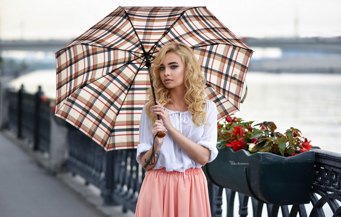 Dress Maksim Romanov Eyeliner Blonde Umbrella Portrait Depth Of