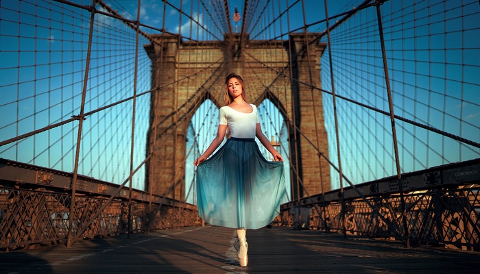 Ivan Gorokhov Blonde Model Brooklyn Bridge Straight Hair Looking