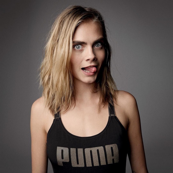 Tongues Blonde Cara Delevingne Women Model Pumas HD Wallpaper