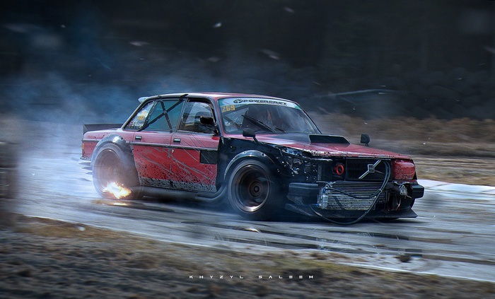 Volvo Volvo Drift Car Render Artwork Khyzyl Saleem Hd