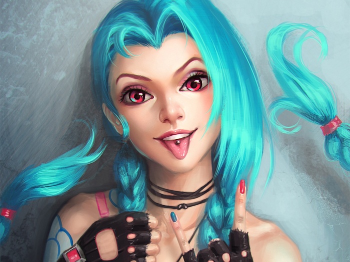 Tongues Red Eyes ADC Women Jinx League Of Legends Video Games