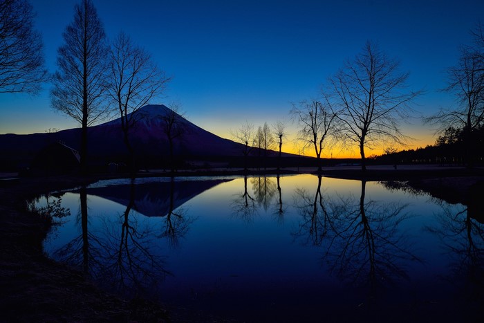 K K K Autumn Mountains Sky Mount Fuji Japan Trees Clouds