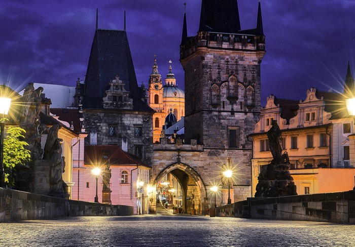 Czech Republic Prague Houses Bridges Roads Sculptures Charles