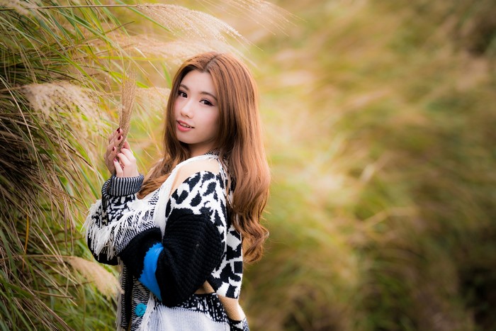 K K K Asian Bokeh Dress Pose Cute Glance Rare