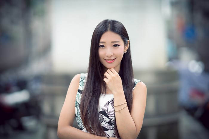 K Asian Bokeh Hands Smile Brunette Girl Hair Glance Cute Hd