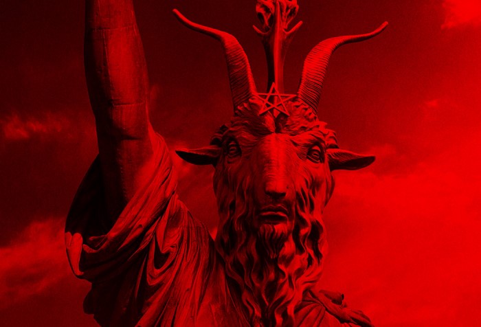 Movie Poster Satanism Baphometh Statue Satanic Red HD Wallpaper