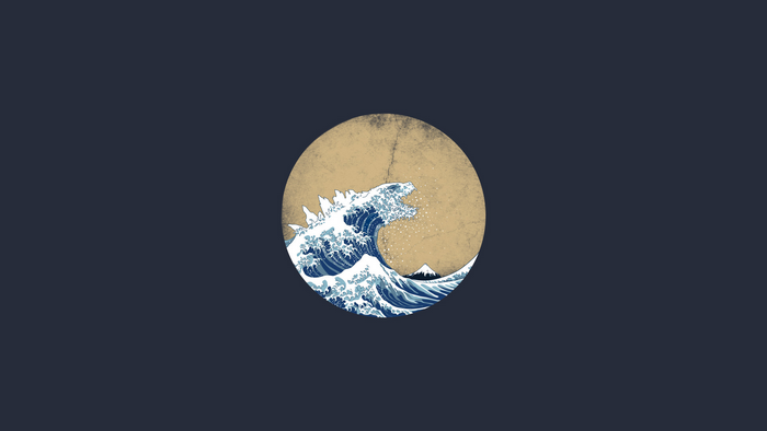 The Great Wave Off Kanagawa Godzilla Artwork Minimalism Digital Art