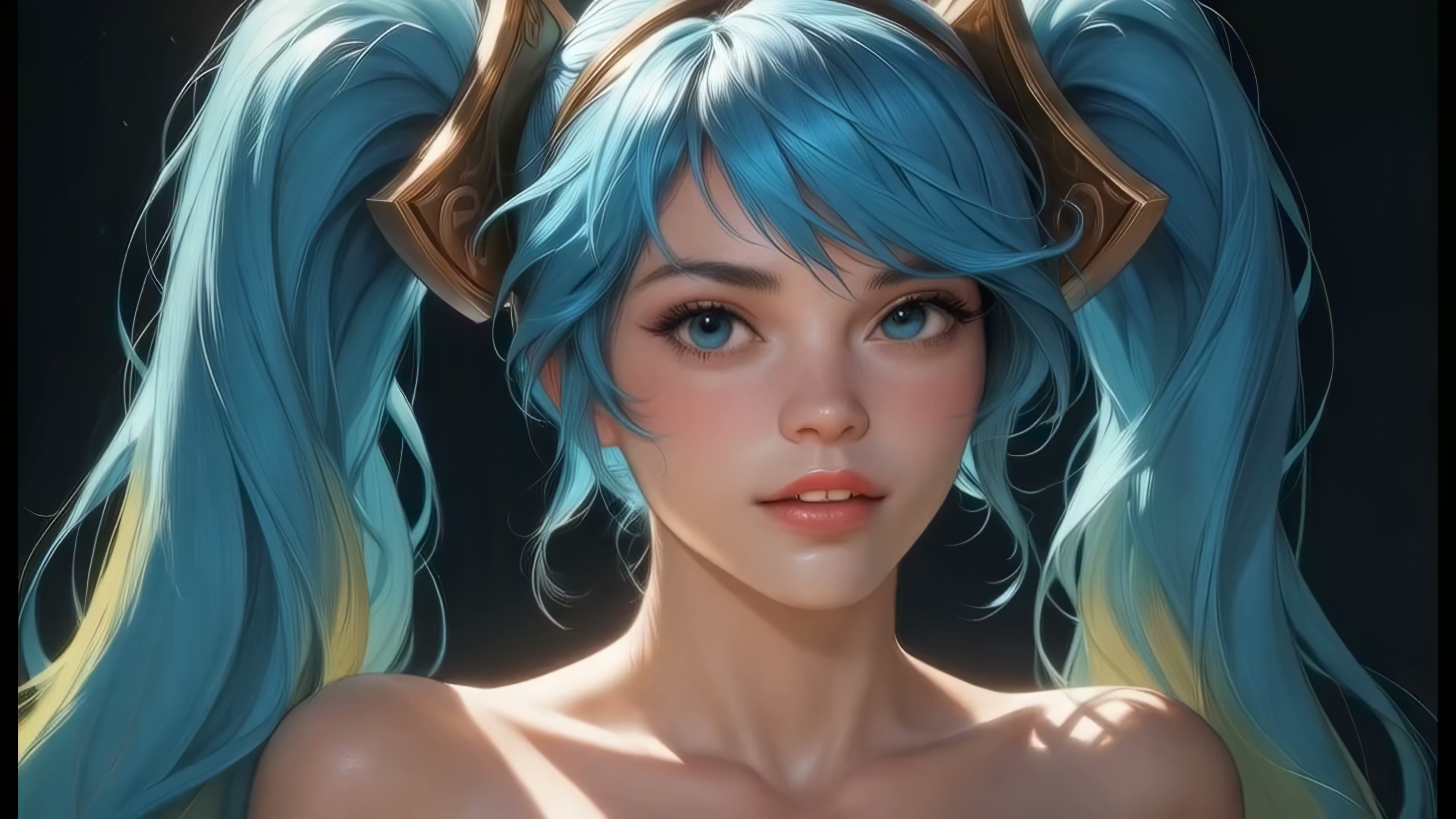 Blue Haired Fantasy Portrait Live Wallpaper