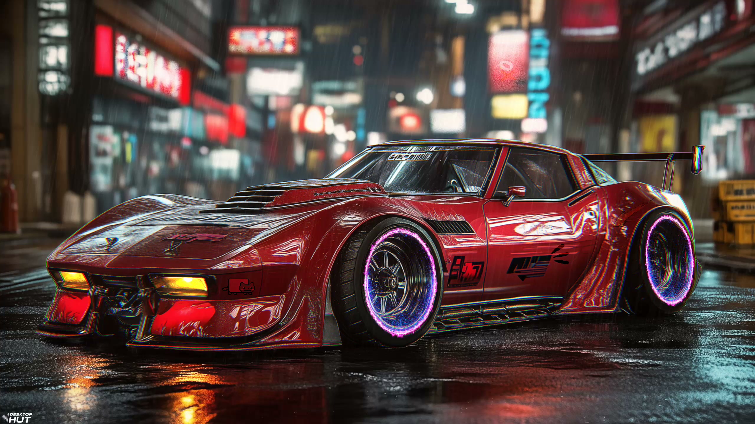 Red Cyberpunk Car Live Wallpaper