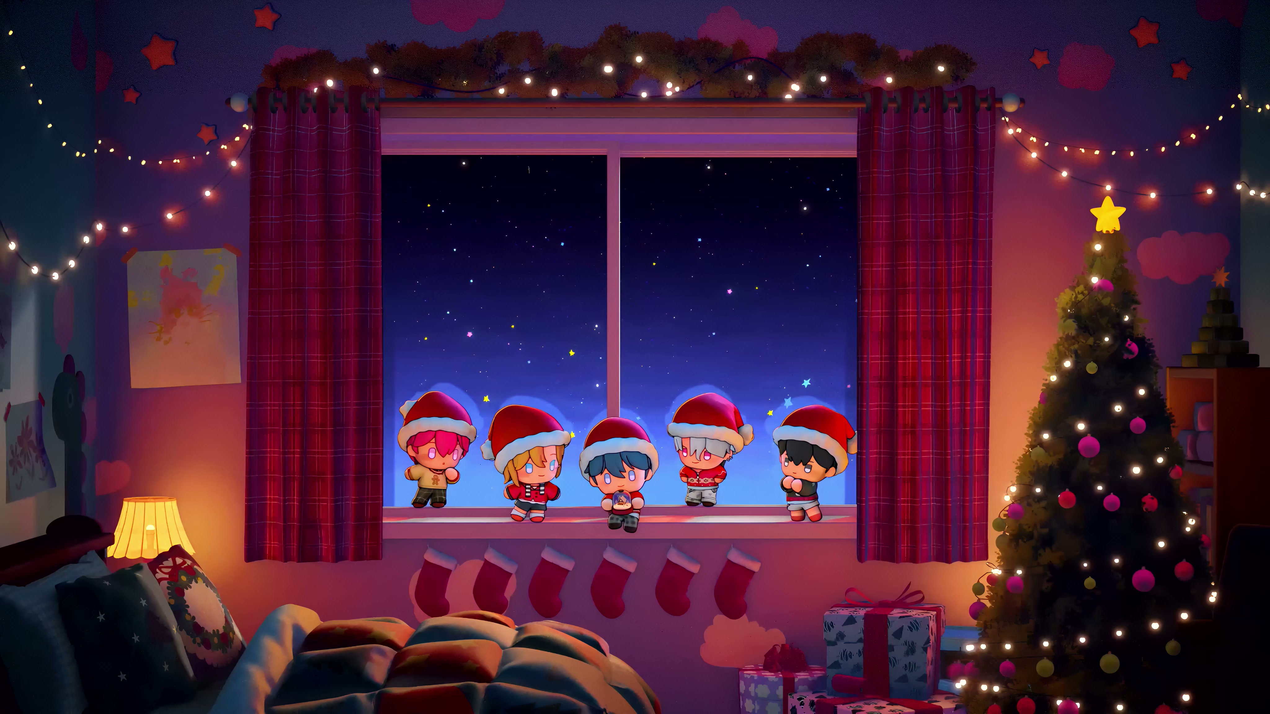 PLAVE - Merry PLLIstmas Chibi Cozy Winter Window Live Wallpaper
