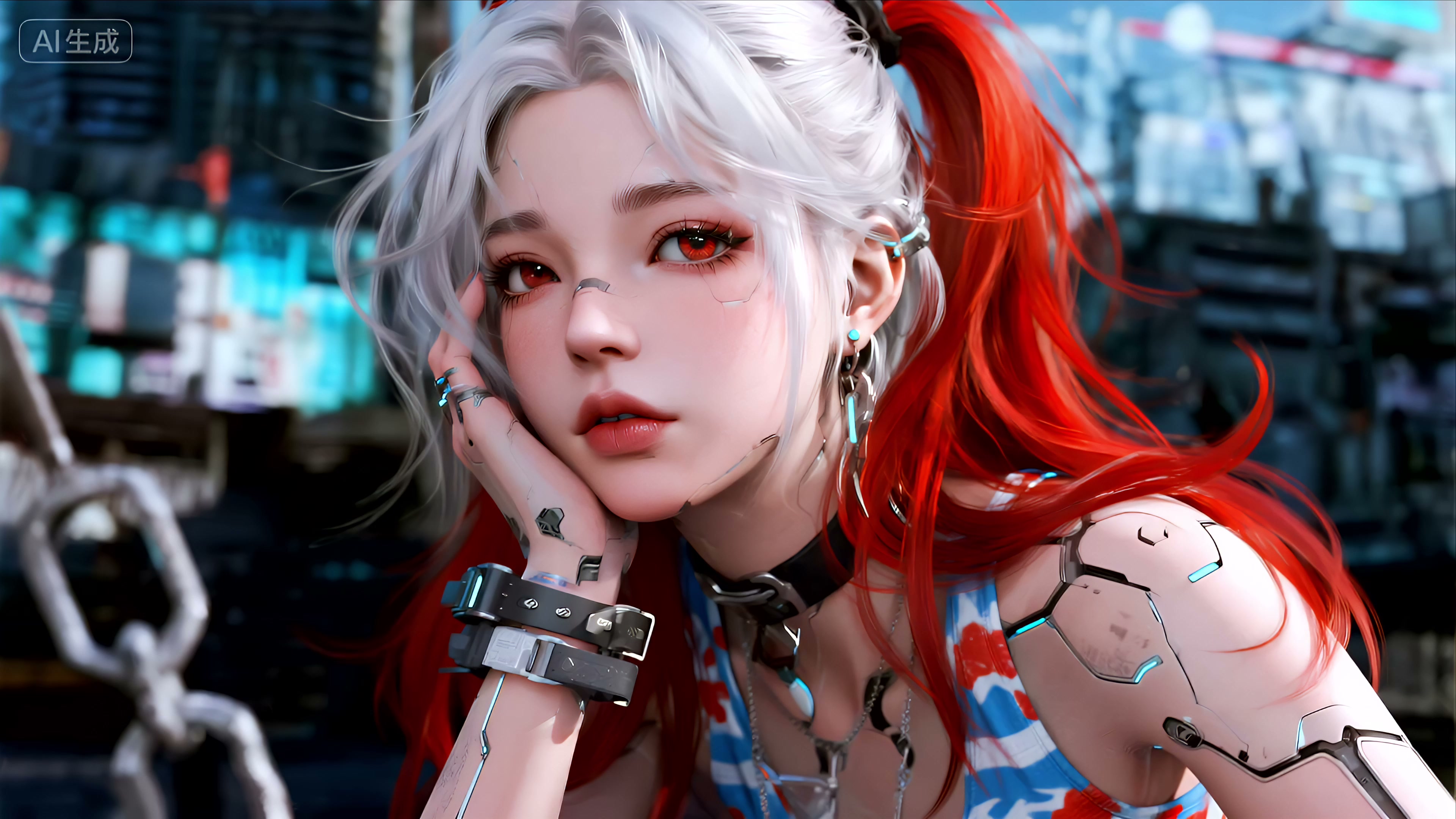 Cyberpunk Twin-Ponytail Girl Live Wallpaper