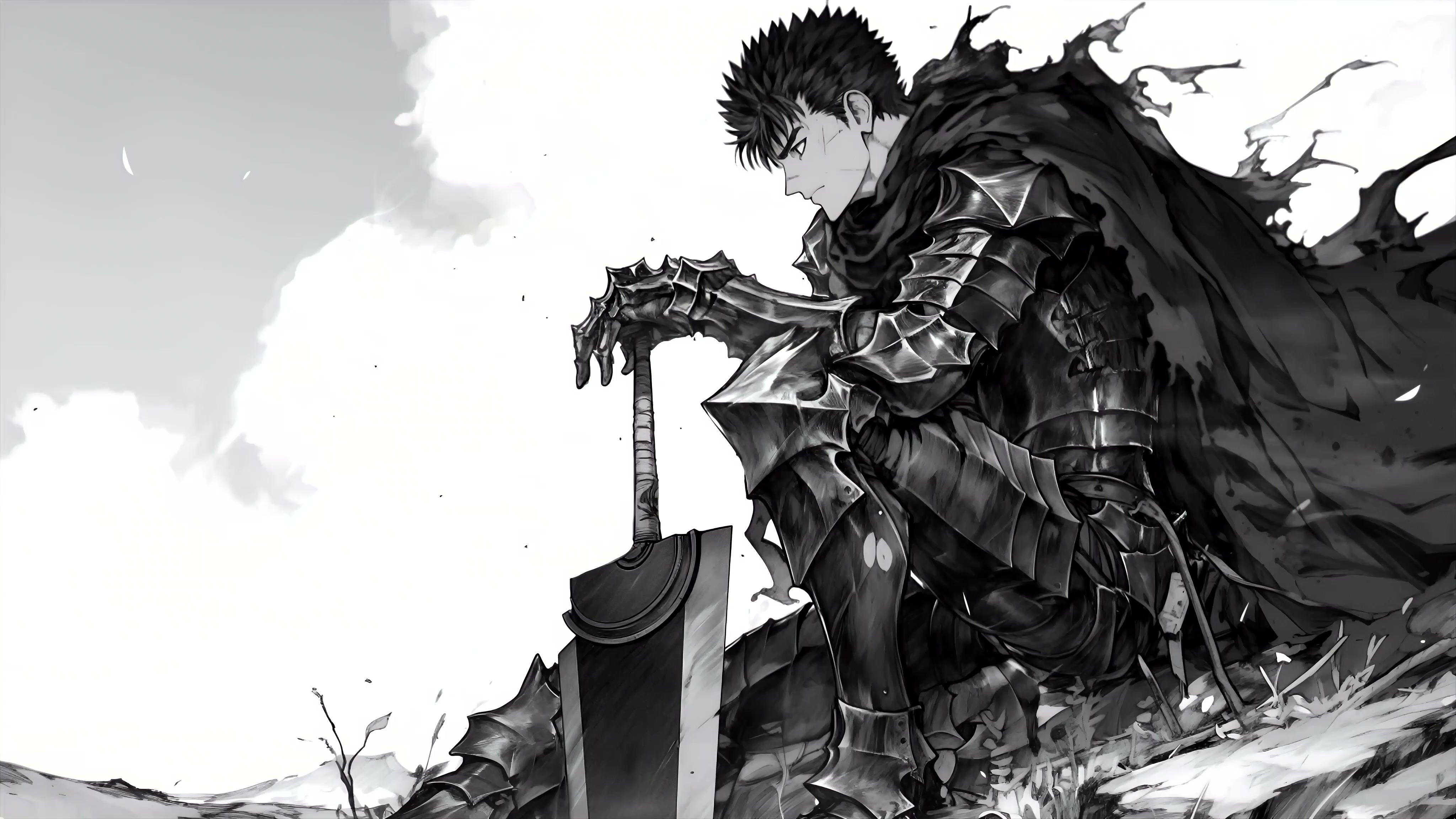 Berserk - Guts Black Swordsman Monochrome 4K Live Wallpaper