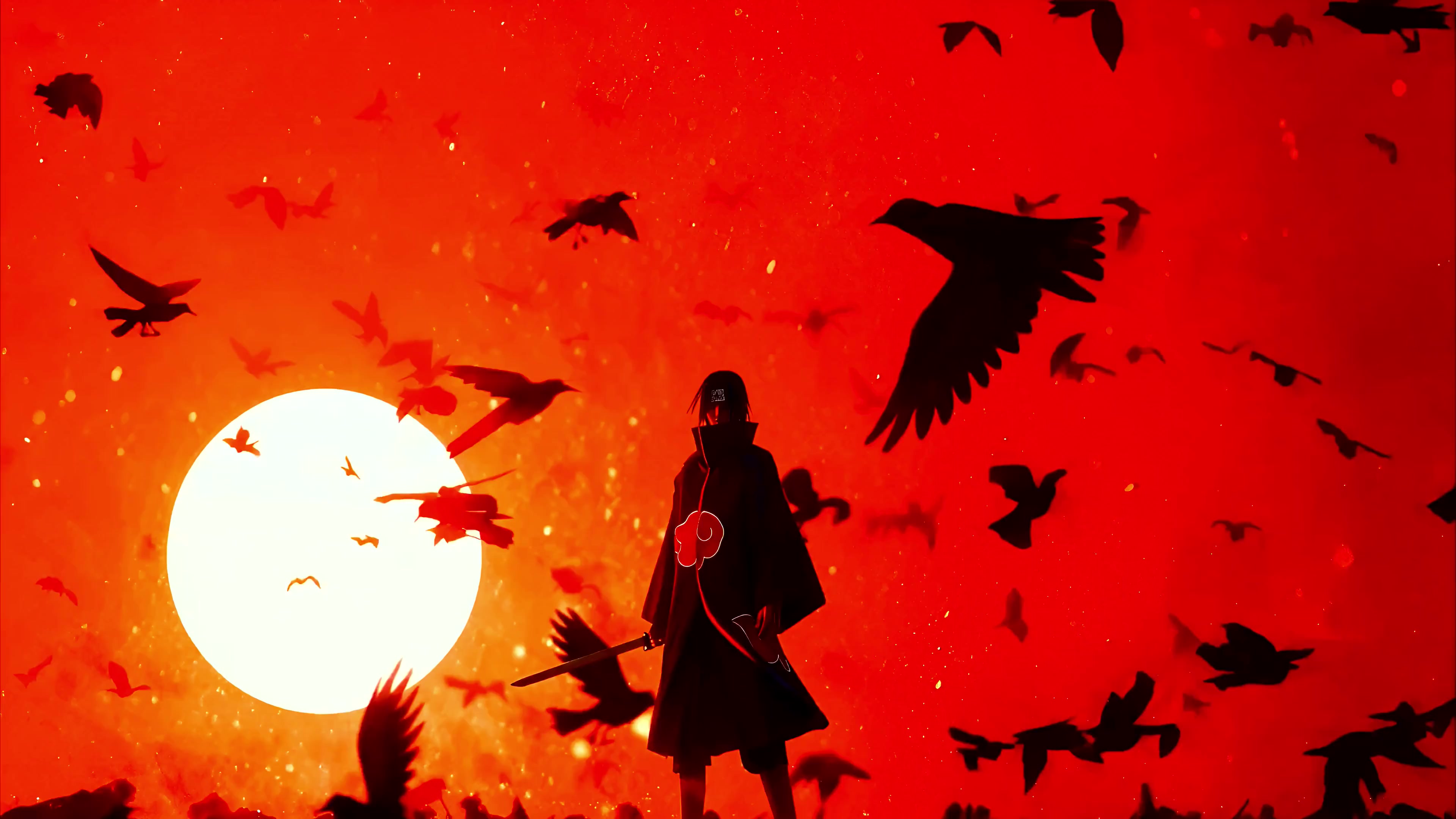 Itachi Crow Sunset Silhouette Live Wallpaper