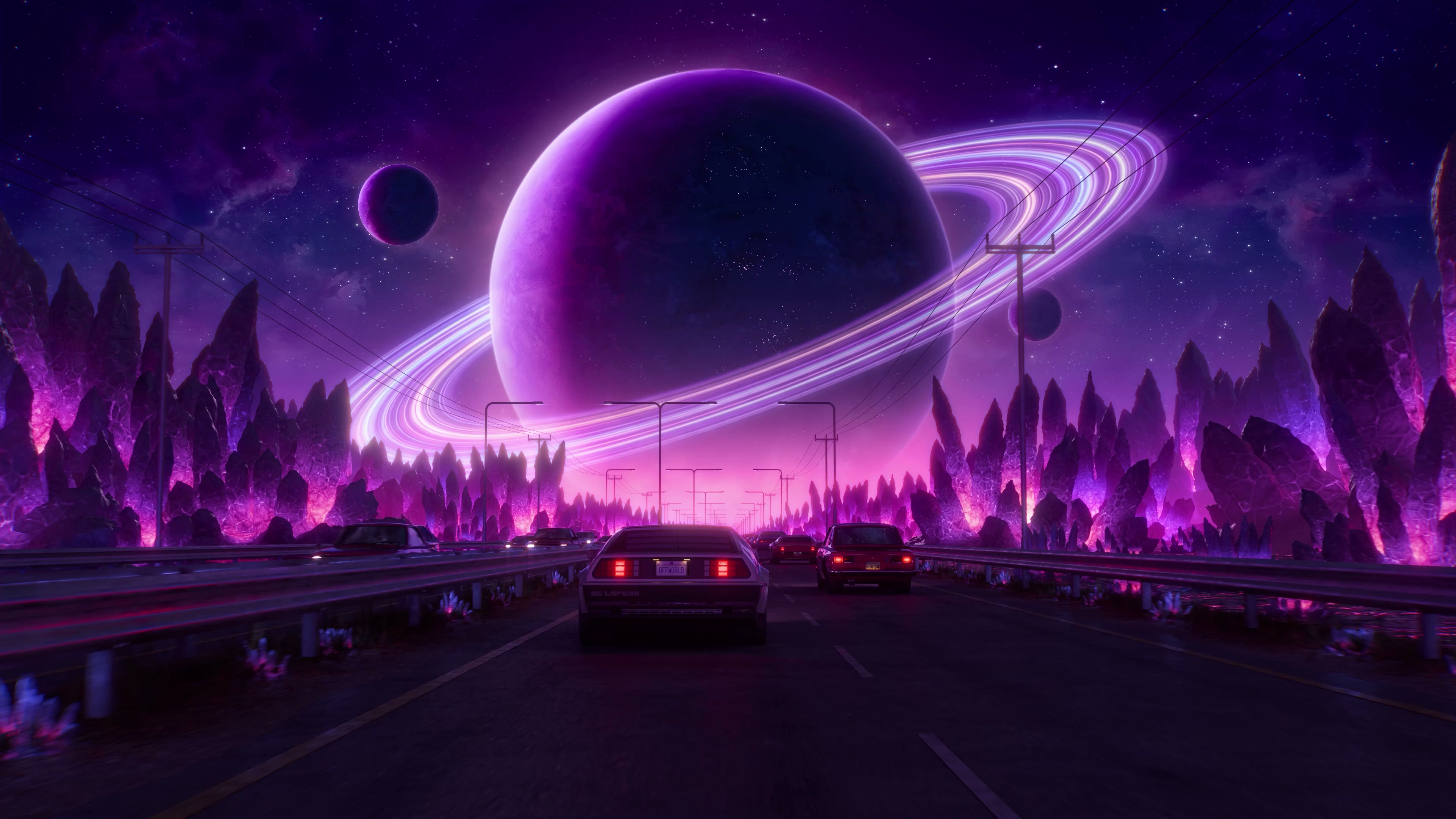 Synthwave Highway Live Wallpaper