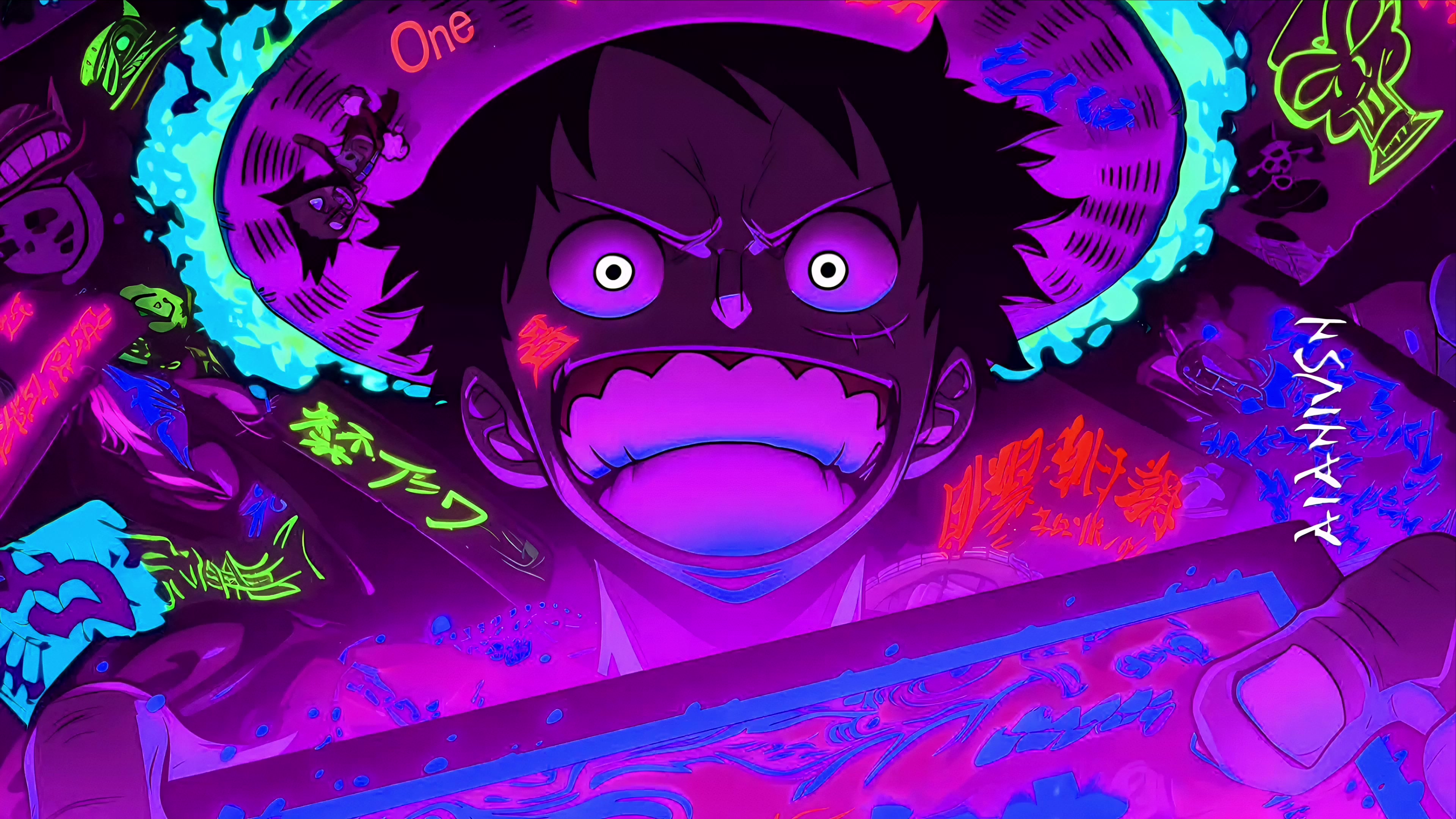 One Piece - Luffy Neon RGB Live Wallpaper