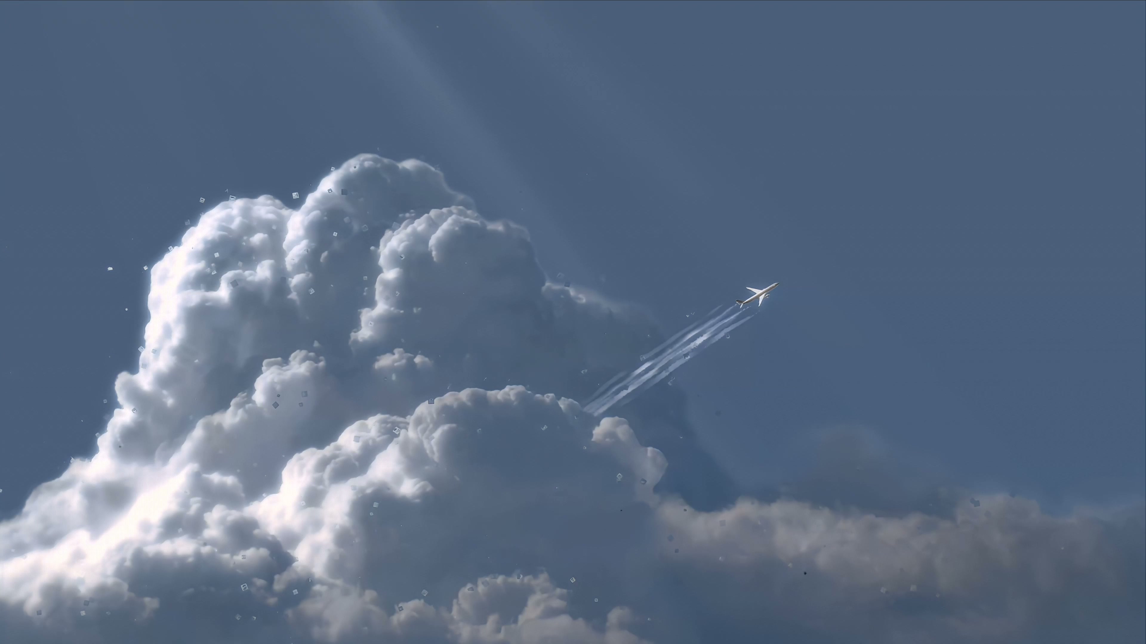 Plane Soaring Over Clouds Live Wallpaper