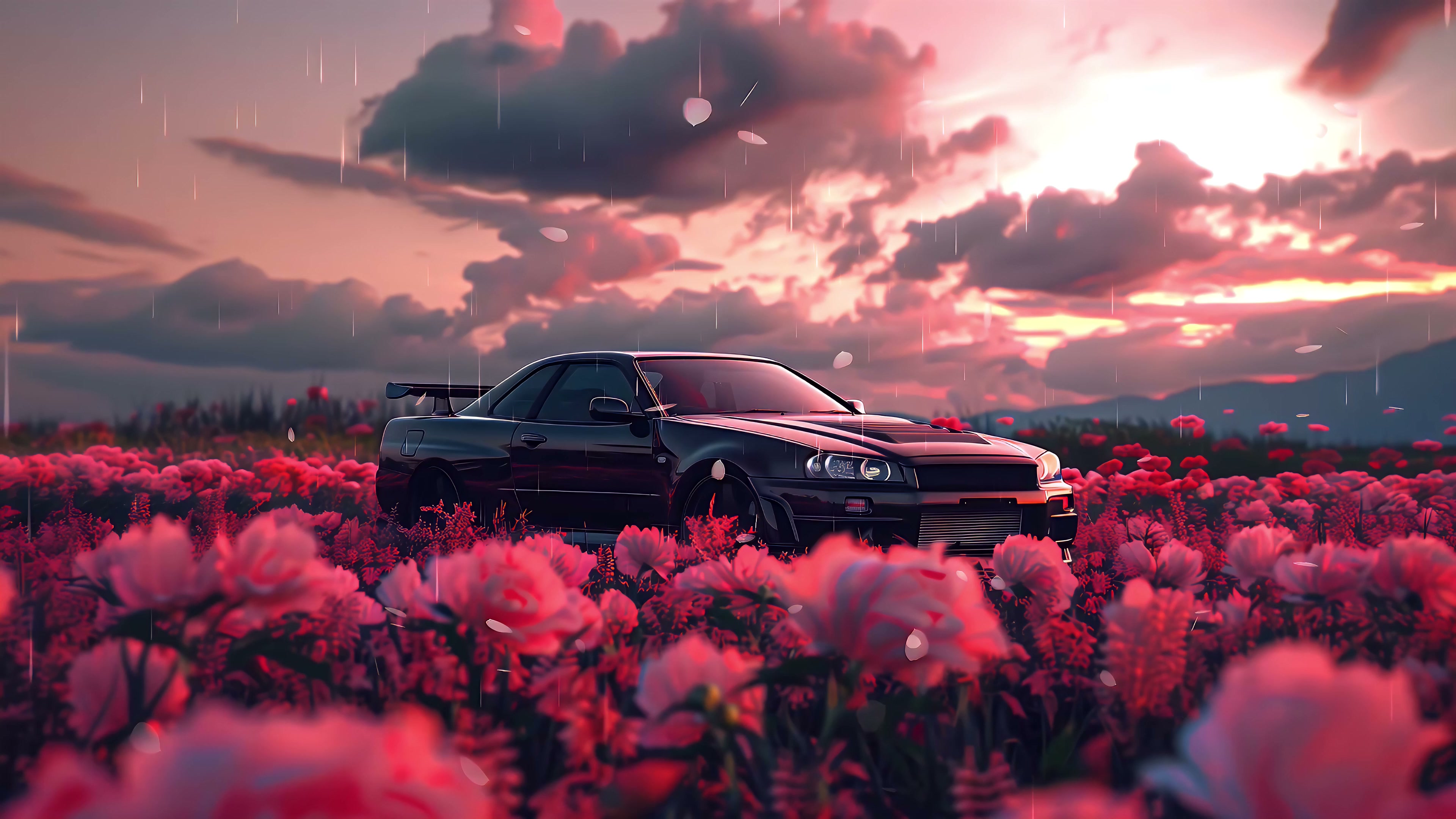 Rain-Soaked GT-R Live Wallpaper