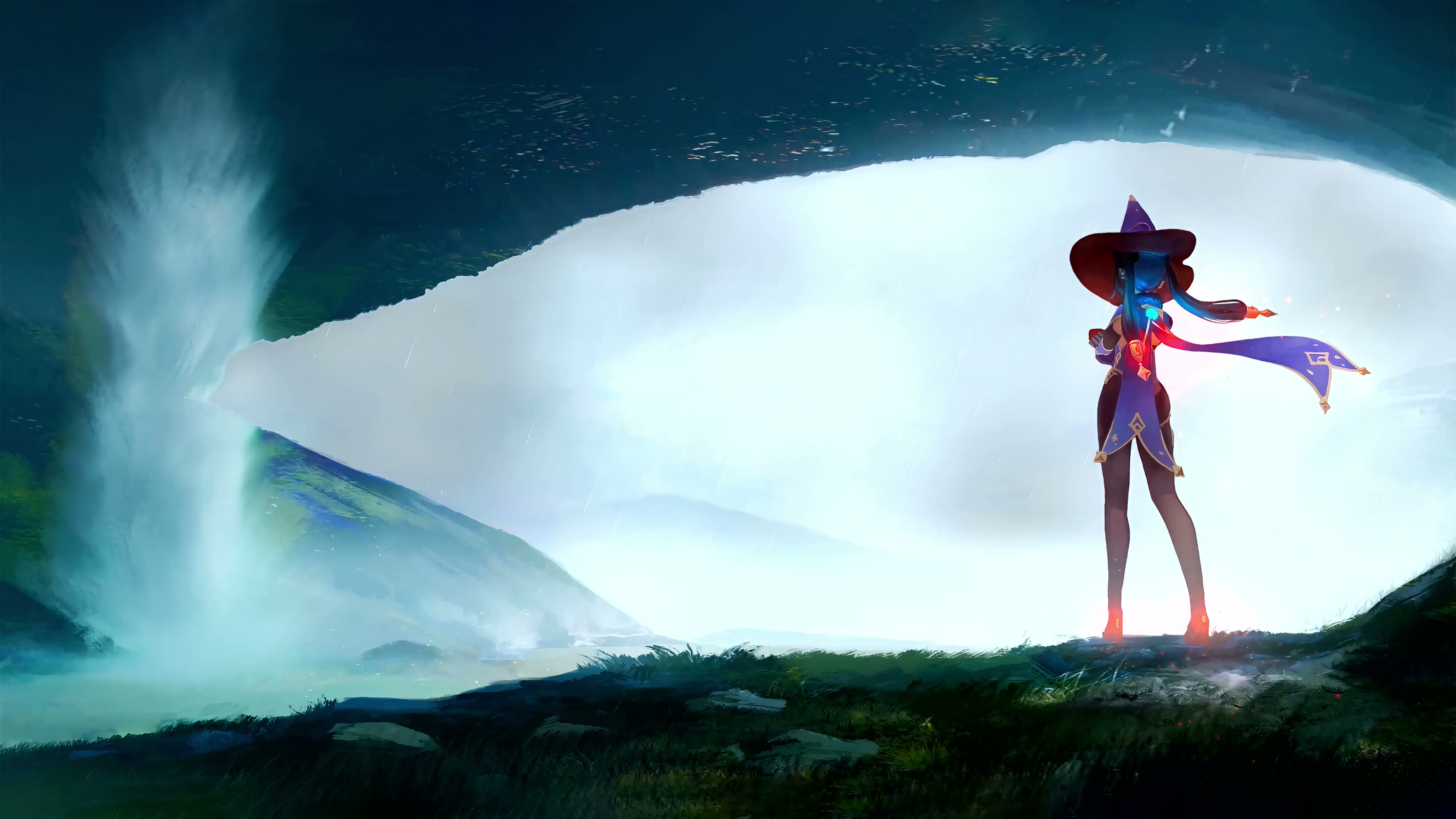Genshin Impact - Mona Scenic Waterfall Cave Live Wallpaper