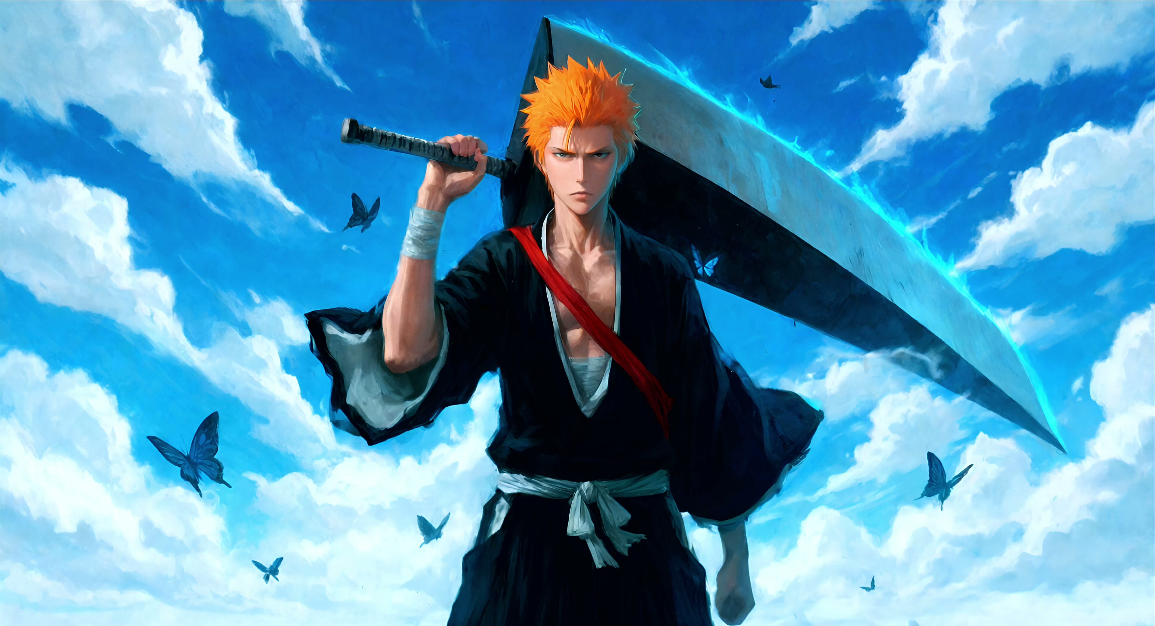 Bleach - Ichigo Kurosaki Zangetsu Blue Sky Live Wallpaper