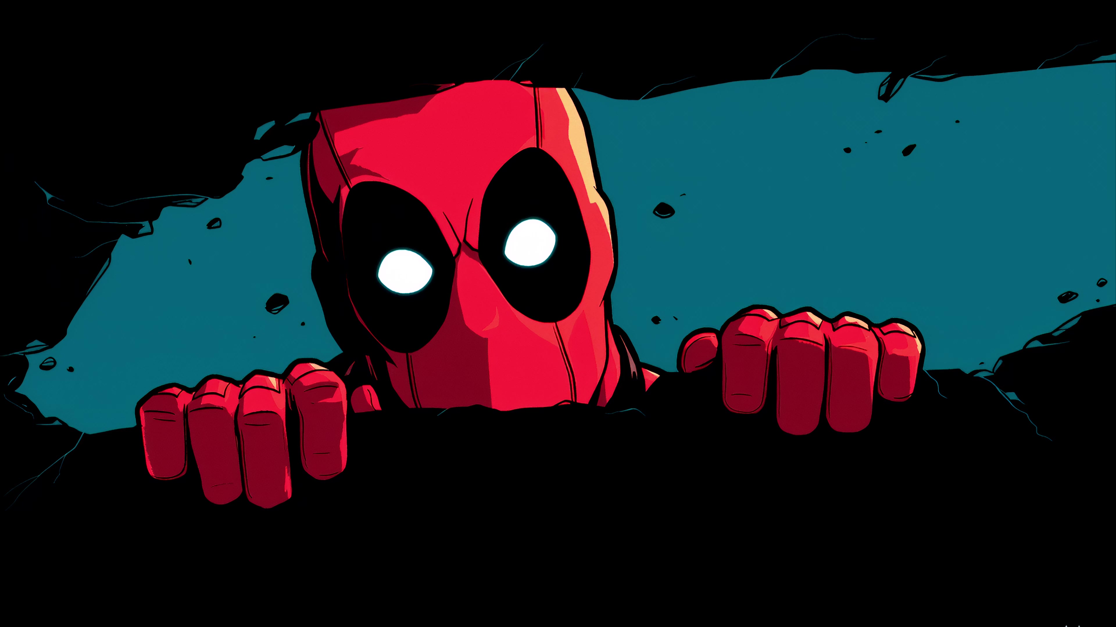 Deadpool Peeking Over Wall Live Wallpaper
