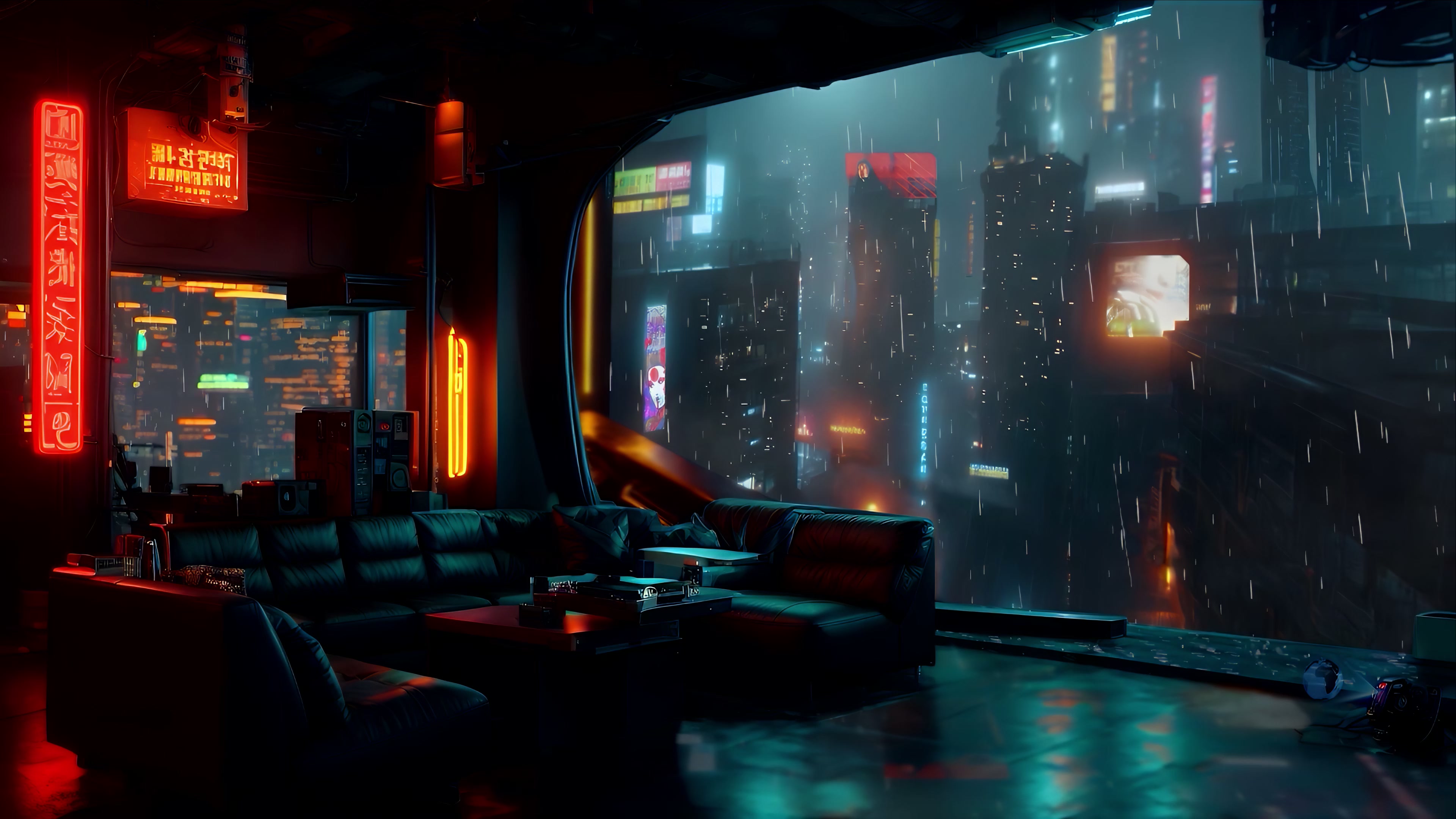 Rainy City Chill Spot Live Wallpaper