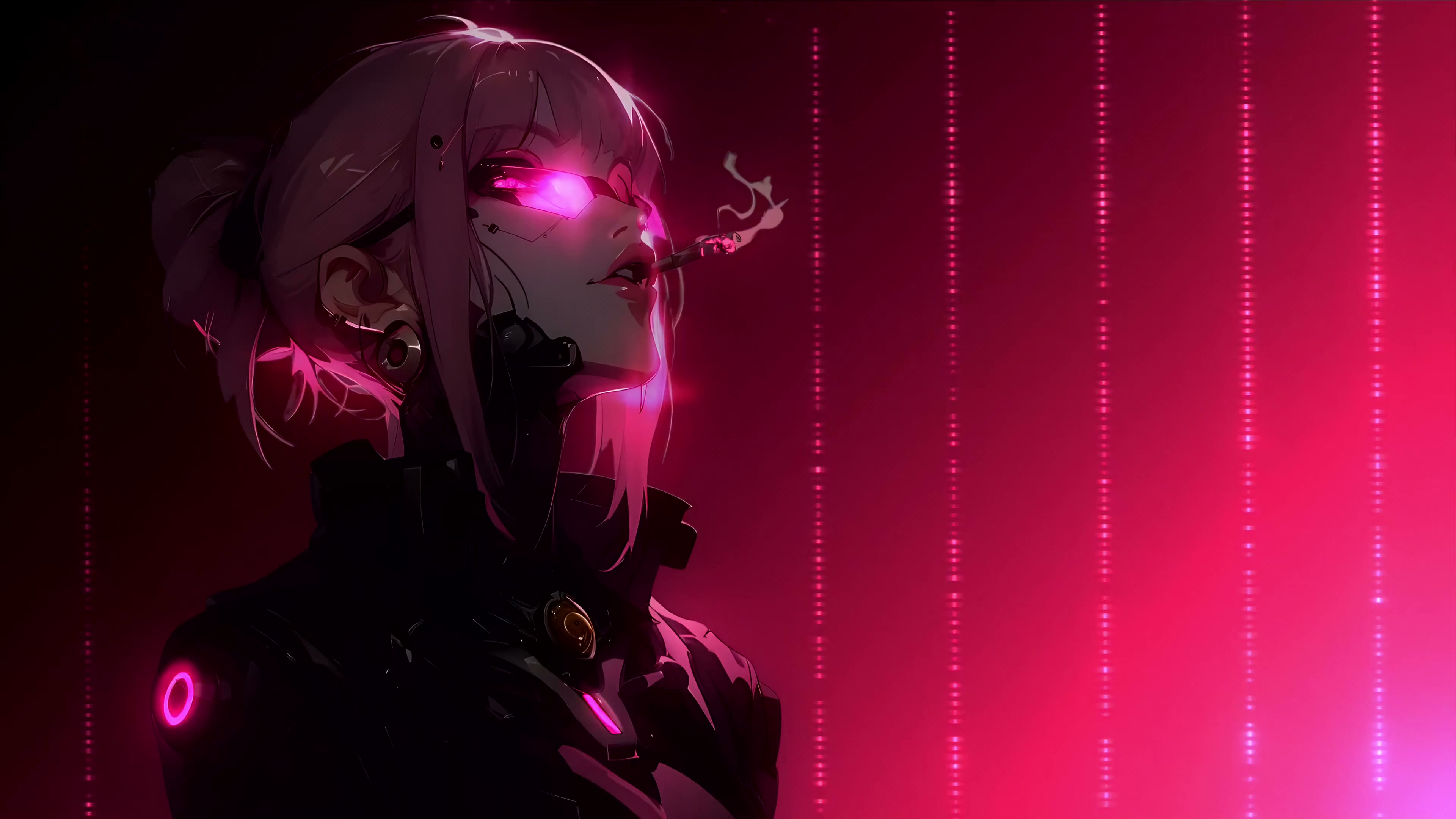 Pink-Haired Cyberpunk Live Wallpaper