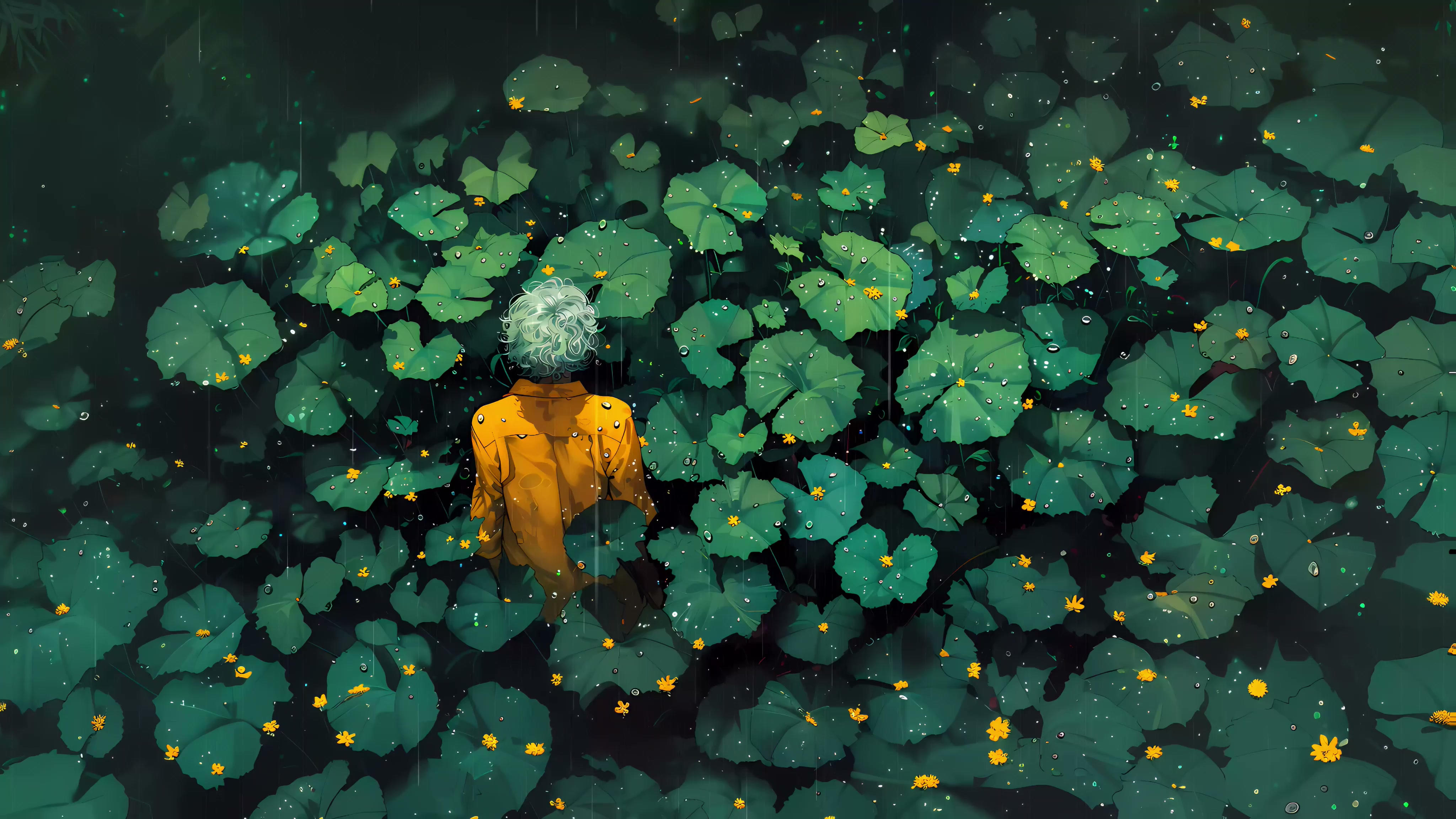 Rainy Lily Pads - Yellow Raincoat Live Wallpaper