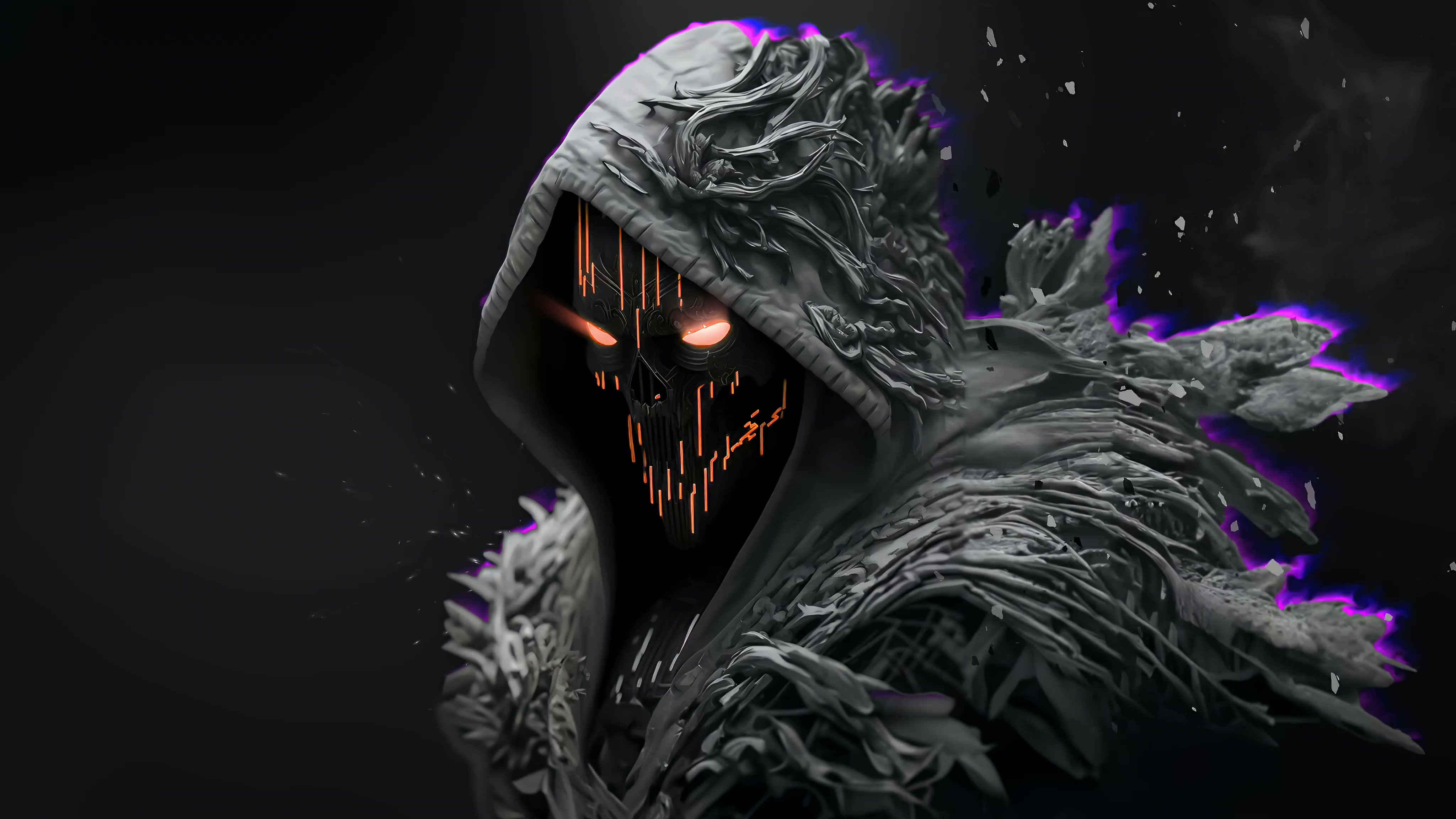 RGB Neon Skull Reaper - Dark Fantasy Live Wallpaper