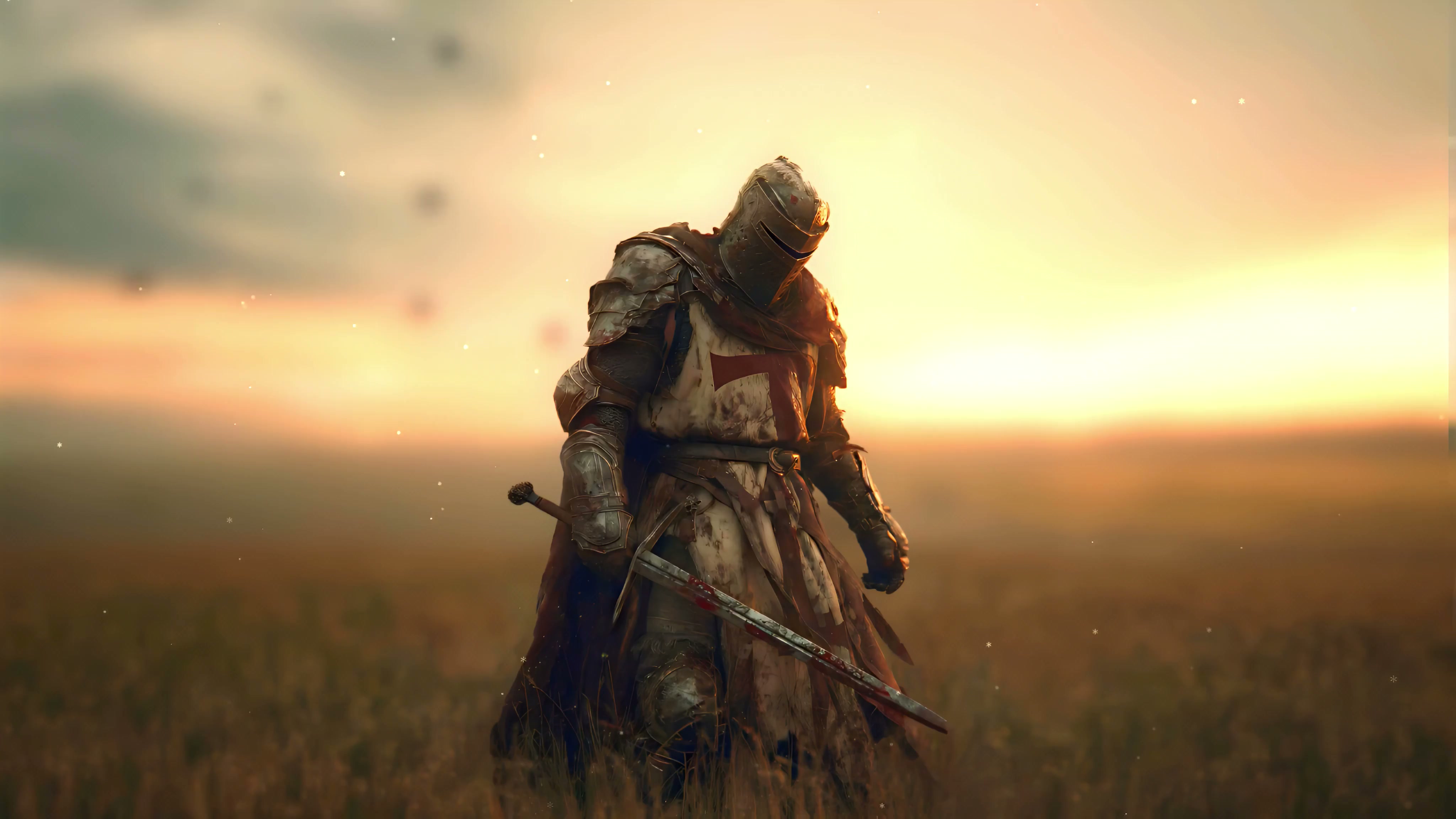 Lone Knight at Sunset Live Wallpaper