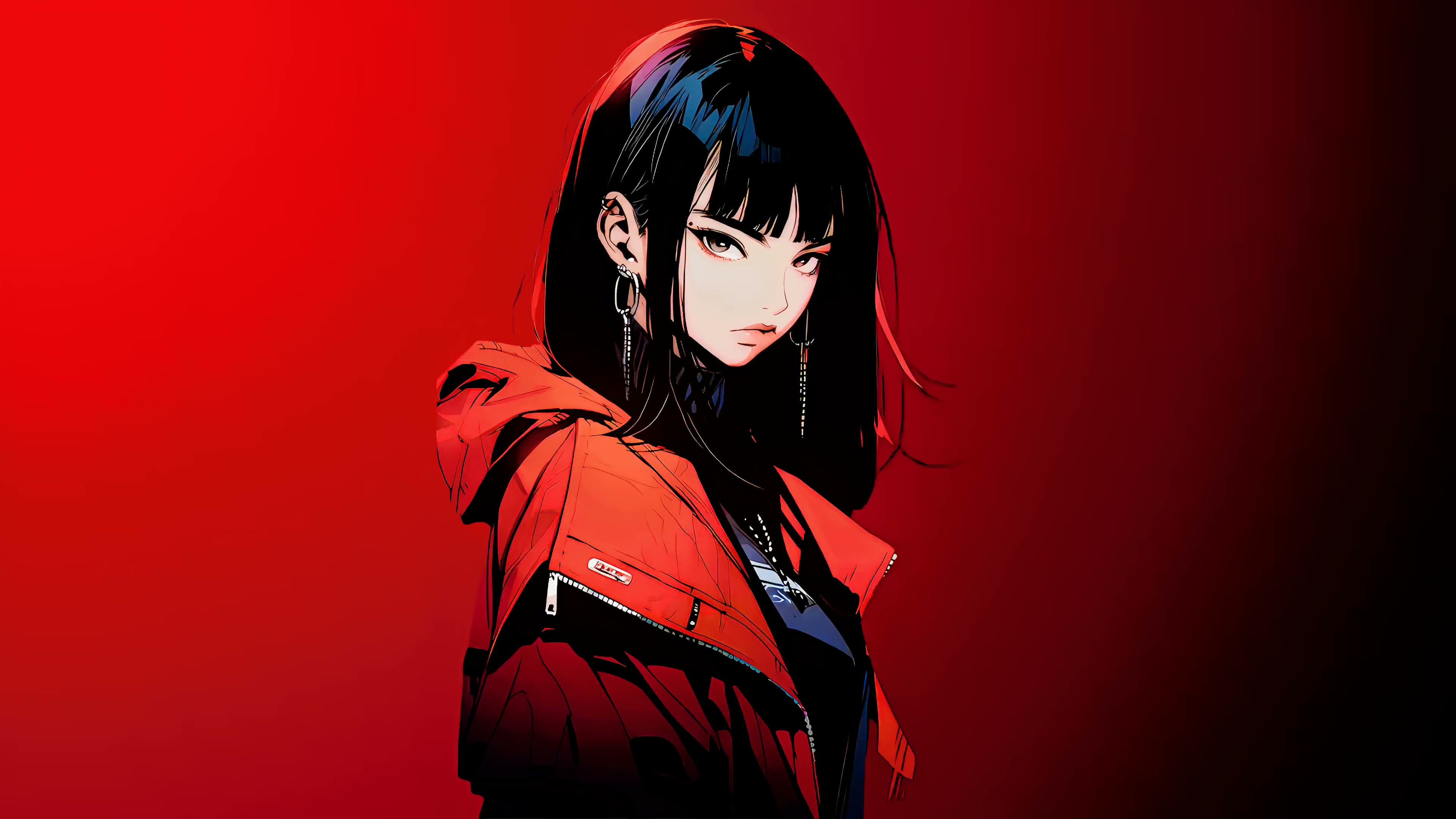 Girl in Red Hoodie Live Wallpaper