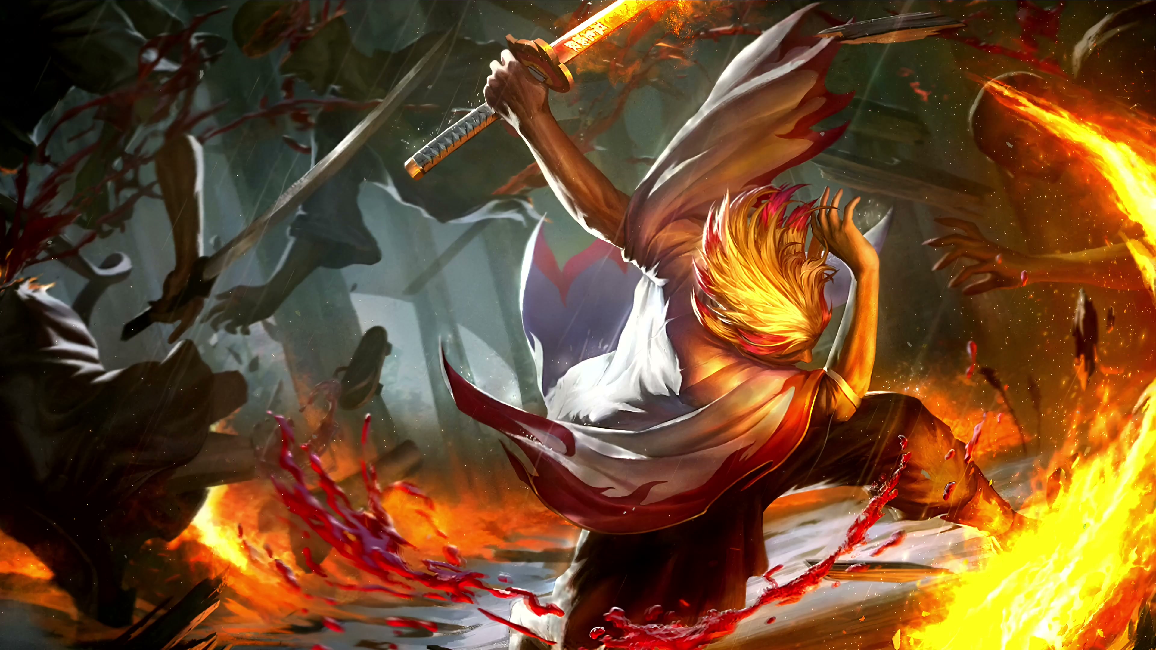 Demon Slayer - Rengoku Flame Battle Live Wallpaper