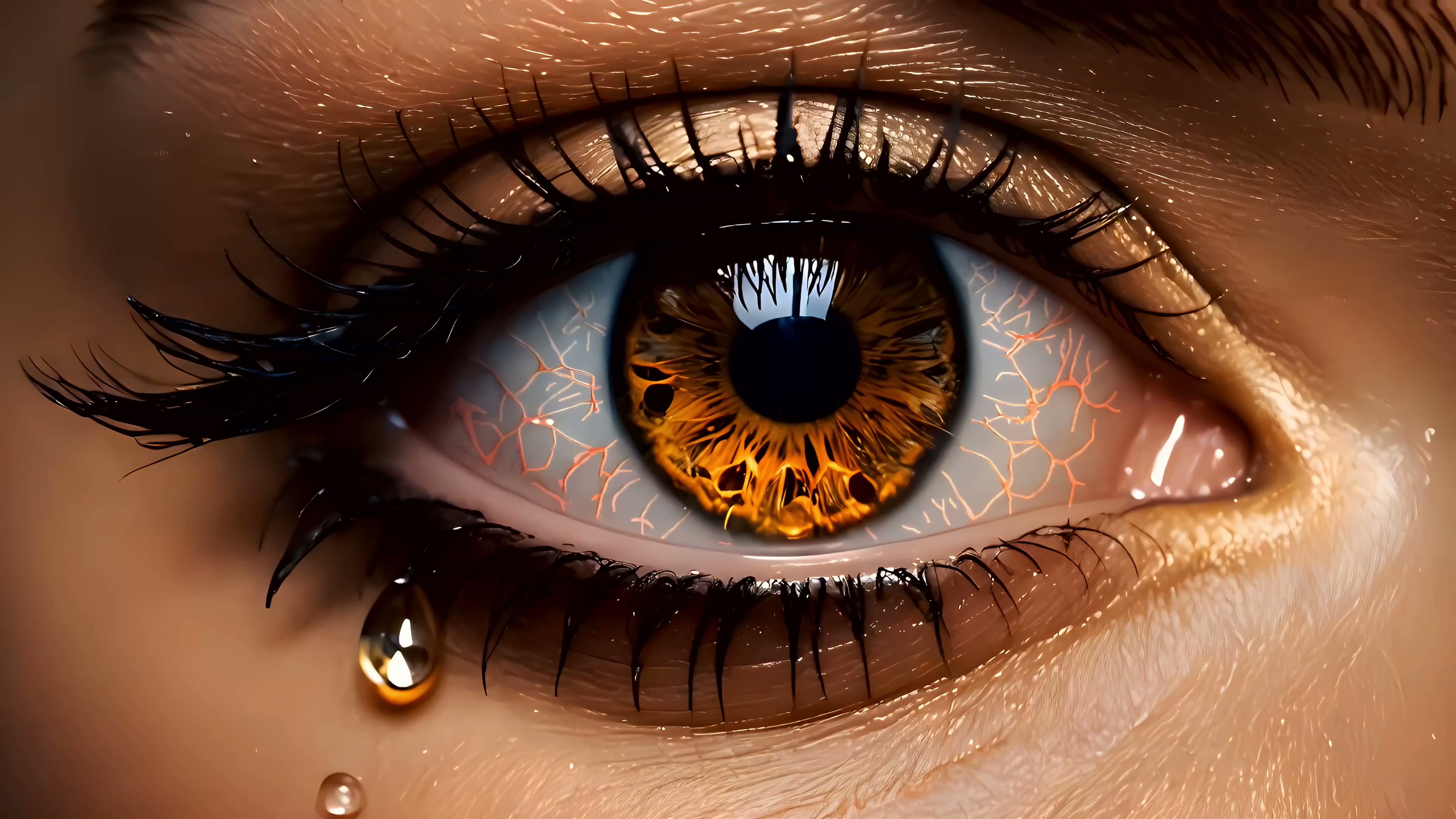Golden Eye Teardrop Closeup Live Wallpaper