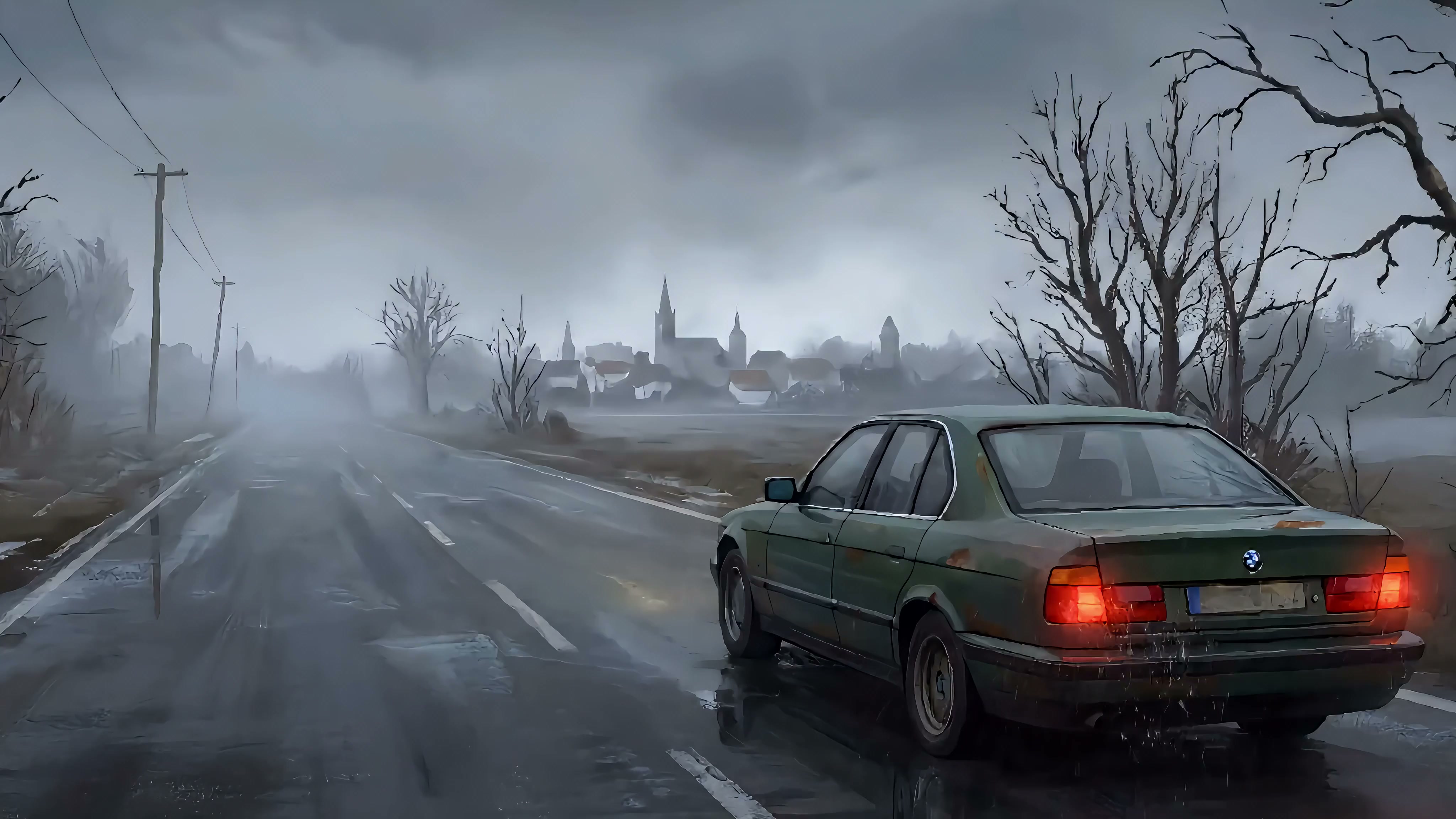 BMW E34 Rainy Drive Live Wallpaper