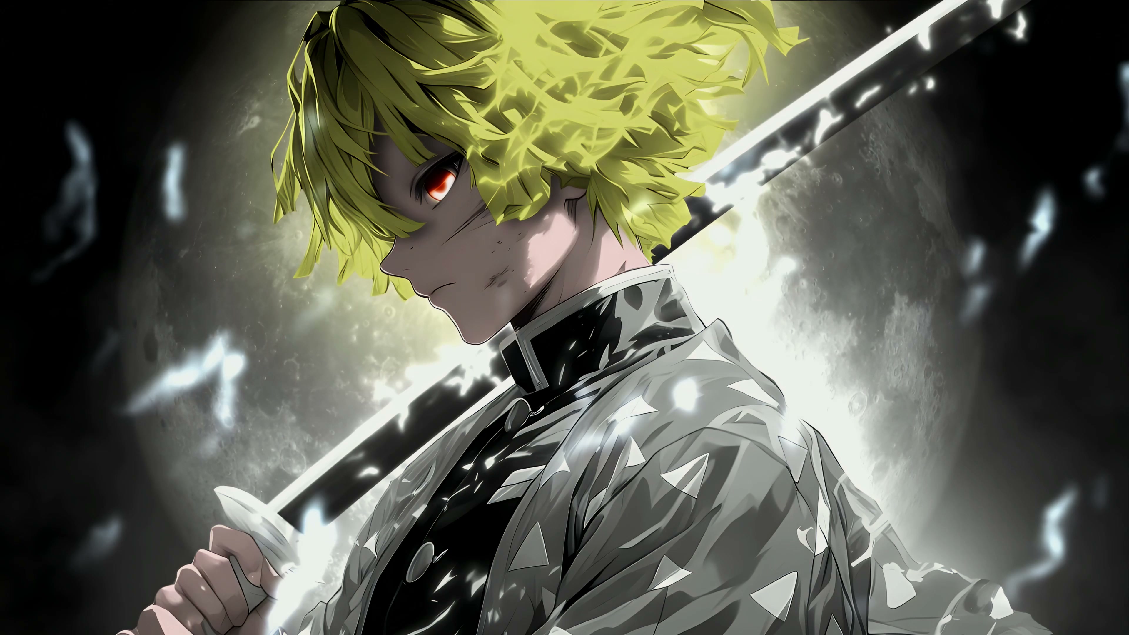 Zenitsu’s Blade Drawn in Demon Slayer Live Wallpaper
