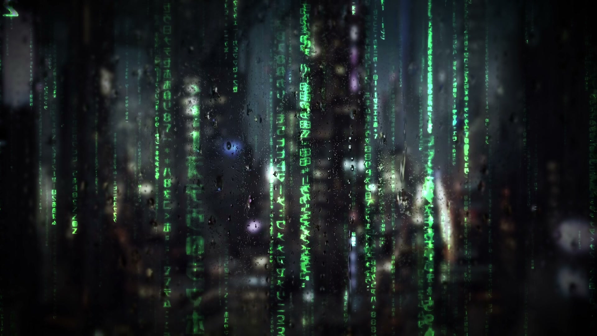 Raindrops on Window Matrix Code Live Wallpaper